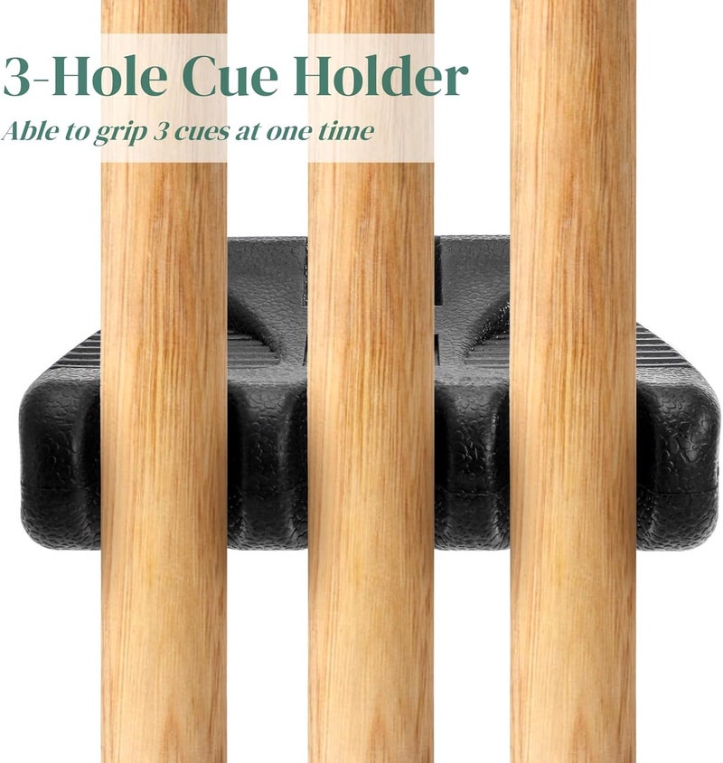 Eorbow 3 Holes Pool Cue Holder, Portable Weighted Pool Stick Holder, Non-slip Cue Rest for Table, Mini Billiard Cue Rack with Chalk Holder - Image 4